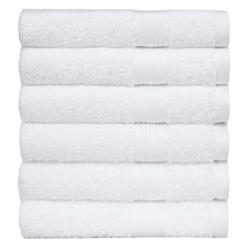 Amazon Basics Soft Bath Towels set , Absorbent Fade Resistant 100% Cotton washcloths 6 Pieces (12" x 12"), Perfect face towels, fingertip towels, Crimson