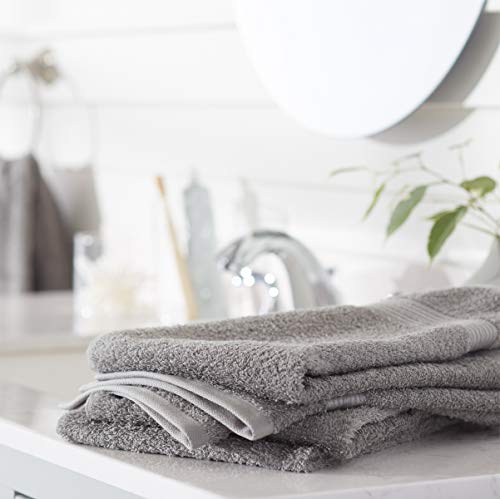 Amazon Basics Soft Bath Towels set , Absorbent Fade Resistant 100% Cotton washcloths 6 Pieces (12" x 12"), Perfect face towels, fingertip towels, Crimson