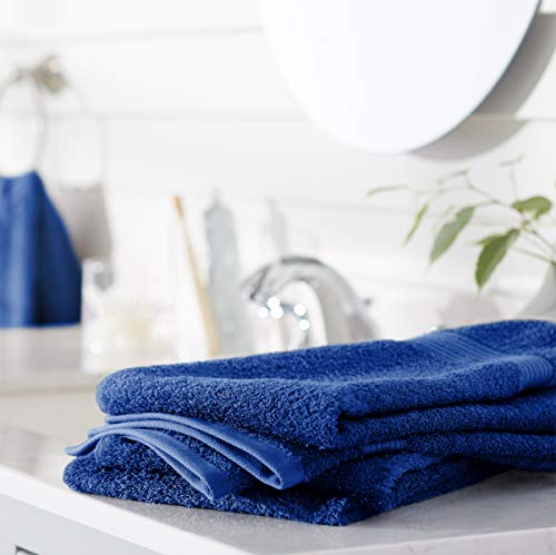 Amazon Basics Soft Bath Towels set , Absorbent Fade Resistant 100% Cotton washcloths 6 Pieces (12" x 12"), Perfect face towels, fingertip towels, Crimson