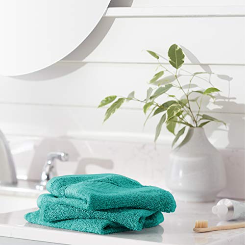 Amazon Basics Soft Bath Towels set , Absorbent Fade Resistant 100% Cotton washcloths 6 Pieces (12" x 12"), Perfect face towels, fingertip towels, Crimson