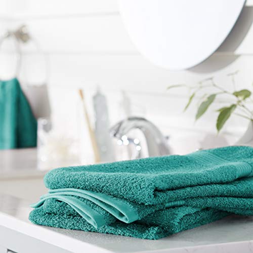 Amazon Basics Soft Bath Towels set , Absorbent Fade Resistant 100% Cotton washcloths 6 Pieces (12" x 12"), Perfect face towels, fingertip towels, Crimson