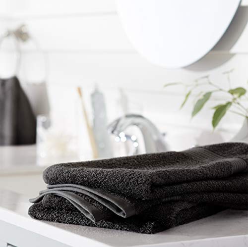 Amazon Basics Soft Bath Towels set , Absorbent Fade Resistant 100% Cotton washcloths 6 Pieces (12" x 12"), Perfect face towels, fingertip towels, Crimson