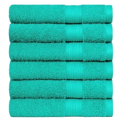Amazon Basics Soft Bath Towels set , Absorbent Fade Resistant 100% Cotton washcloths 6 Pieces (12" x 12"), Perfect face towels, fingertip towels, Crimson