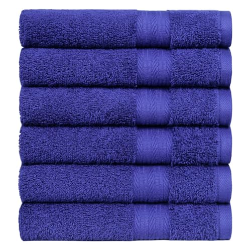Amazon Basics Soft Bath Towels set , Absorbent Fade Resistant 100% Cotton washcloths 6 Pieces (12" x 12"), Perfect face towels, fingertip towels, Crimson