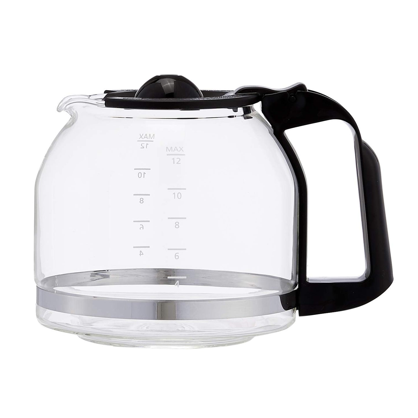 Amazon Basics 12 Cup Drip Coffee Maker, Coffee Machine with Glass Coffee Pot (1.9 Qt), Auto Shut-off, Auto Pause, Removable Filter Basket, Black & Silver