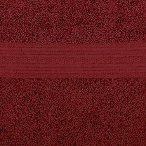 Amazon Basics Soft Bath Towels set , Absorbent Fade Resistant 100% Cotton washcloths 6 Pieces (12" x 12"), Perfect face towels, fingertip towels, Crimson