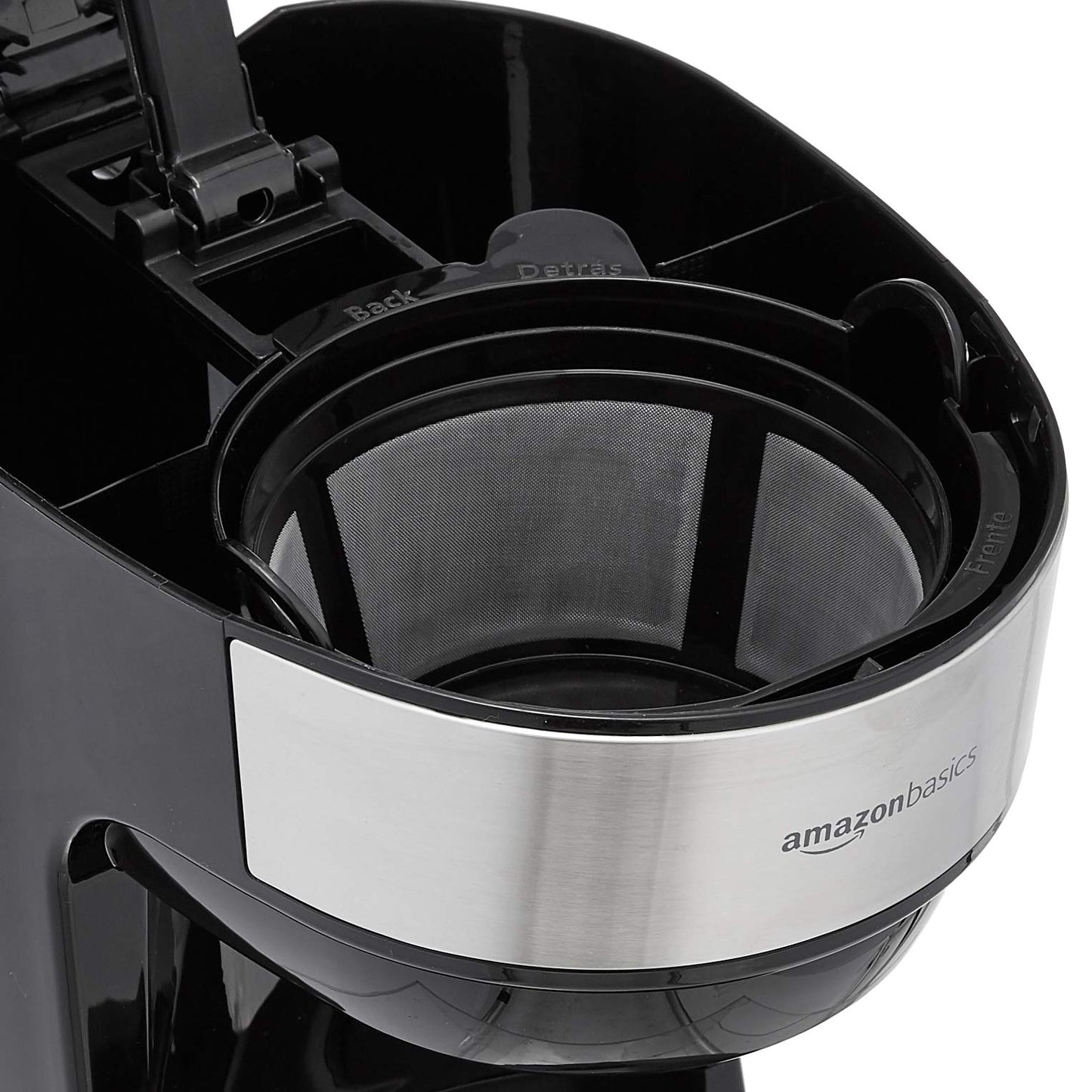 Amazon Basics 12 Cup Drip Coffee Maker, Coffee Machine with Glass Coffee Pot (1.9 Qt), Auto Shut-off, Auto Pause, Removable Filter Basket, Black & Silver