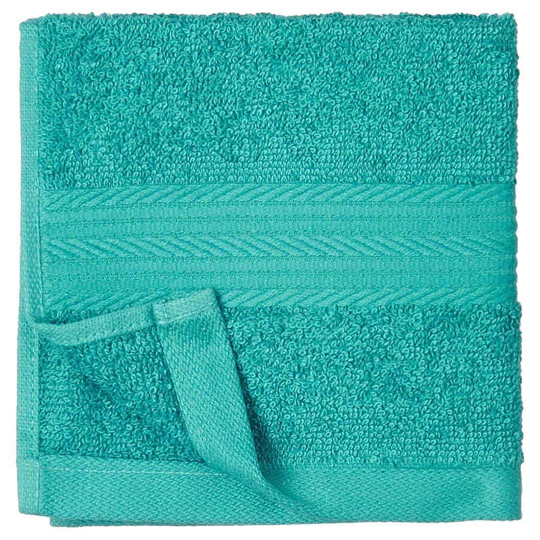 Amazon Basics Soft Bath Towels set , Absorbent Fade Resistant 100% Cotton washcloths 6 Pieces (12" x 12"), Perfect face towels, fingertip towels, Crimson
