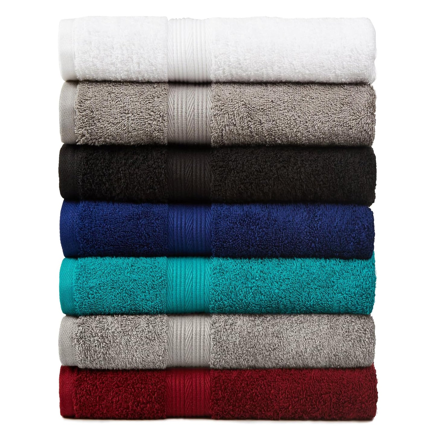 Amazon Basics Soft Bath Towels set , Absorbent Fade Resistant 100% Cotton washcloths 6 Pieces (12" x 12"), Perfect face towels, fingertip towels, Crimson
