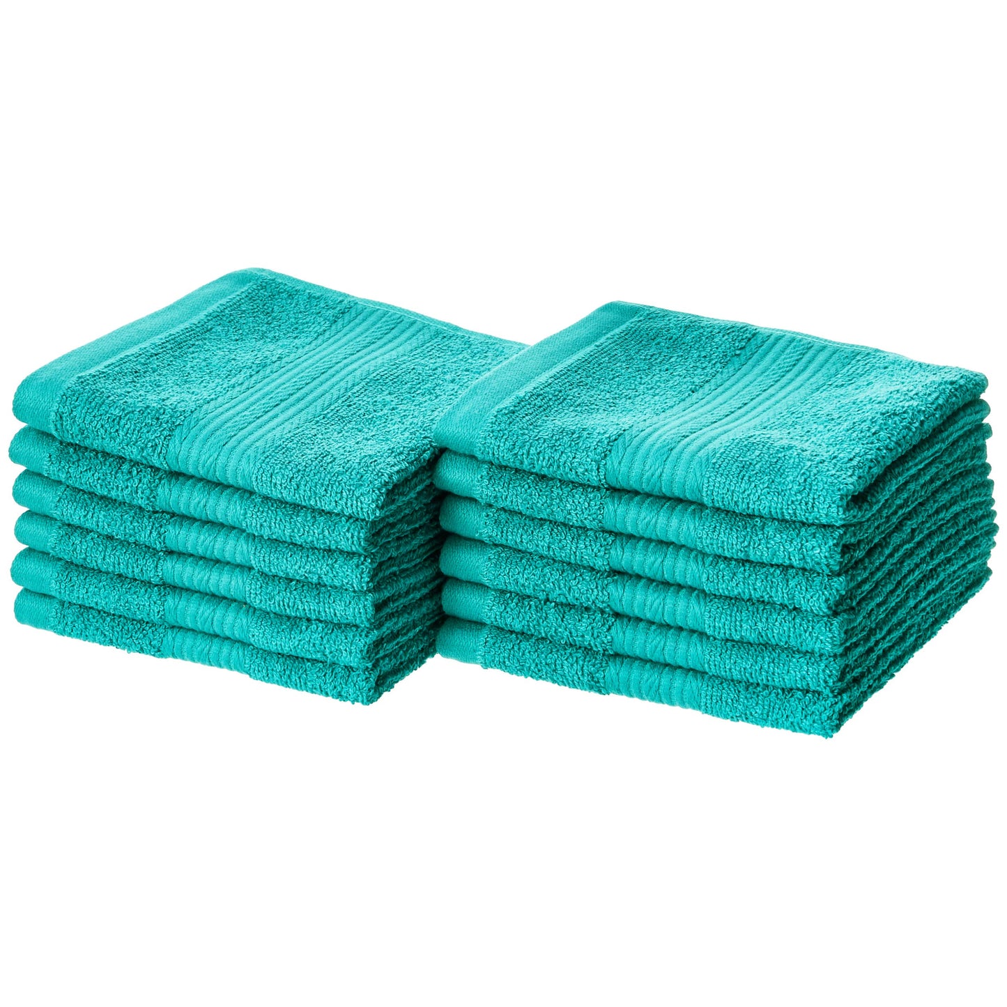 Amazon Basics Soft Bath Towels set , Absorbent Fade Resistant 100% Cotton washcloths 6 Pieces (12" x 12"), Perfect face towels, fingertip towels, Crimson