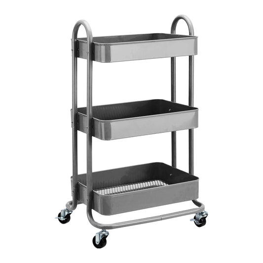 Amazon Basics 3-Tier Rolling Utility or Kitchen Cart, Lockable Wheels, Multifunctional Storage, White
